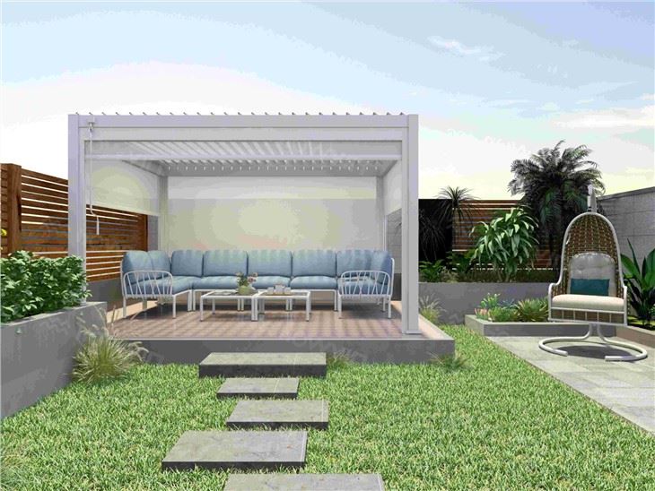HOWVIN Outdoor Pergola Villa Courtyard Garden New Chinese Modern Aluminum Alloy Pergola Outdoor Roof Sunshade