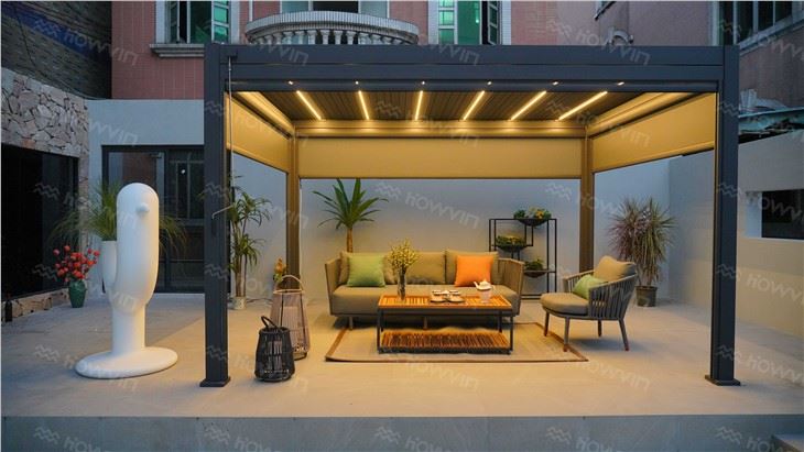 Pergoła de l’Outhoreximo Pergola Motorinata de Alumino Alumino Alumino Alutrio Alutrio Alutrio Sołada de ła Nova Villa cinexe de Villa cinese Gardin .